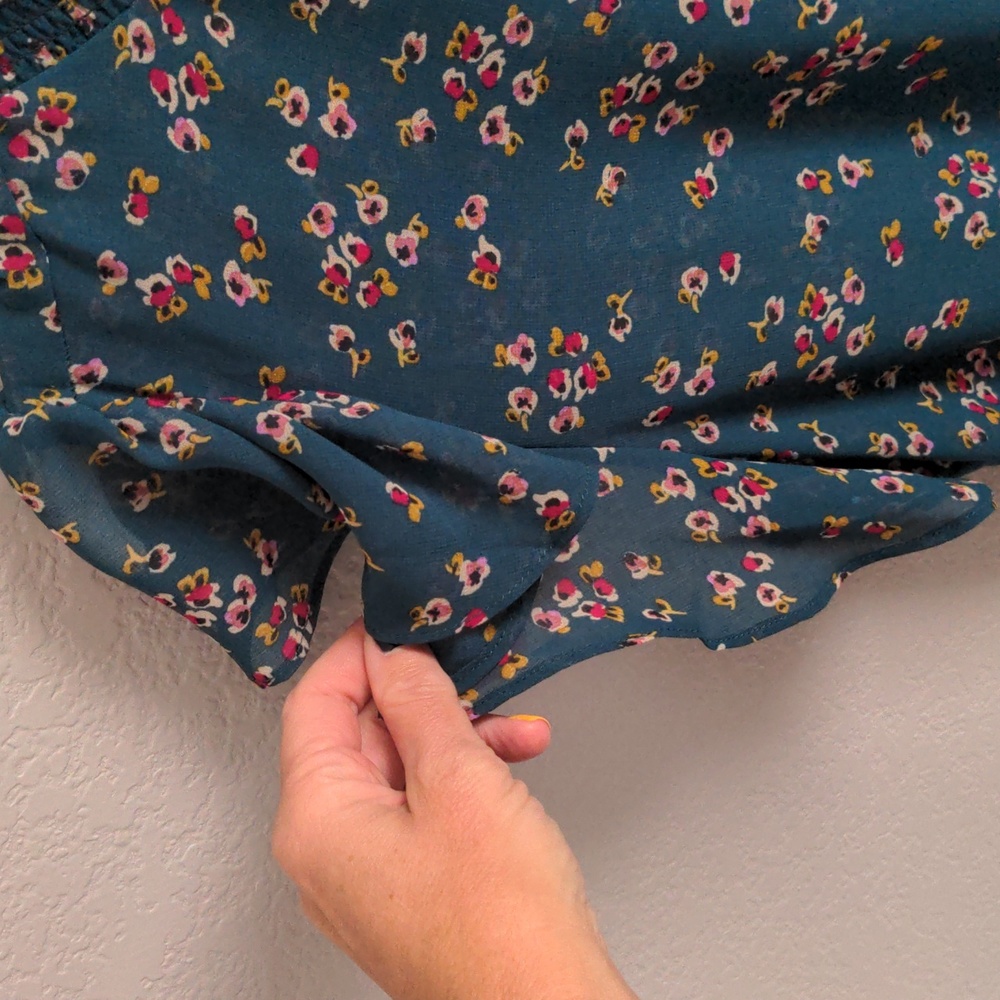 1. State Forest Green Floral Ruffle Dress - Picture 5 of 9